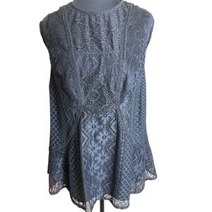 Sundance Y2K Womens Lace Sleeveless Top Size S Black Dark Romantic Boho Chic